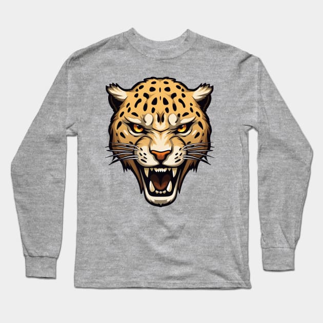 Cheetah Head Long Sleeve T-Shirt by JunkyDotCom